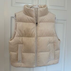 nuuds Ribbed Velour Puffer Vest in Bone size Small
